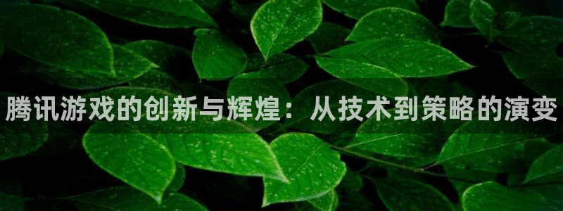 新城平台登录入口官网网址是多少：腾讯游戏的创新与辉煌：从技术到策略的演变